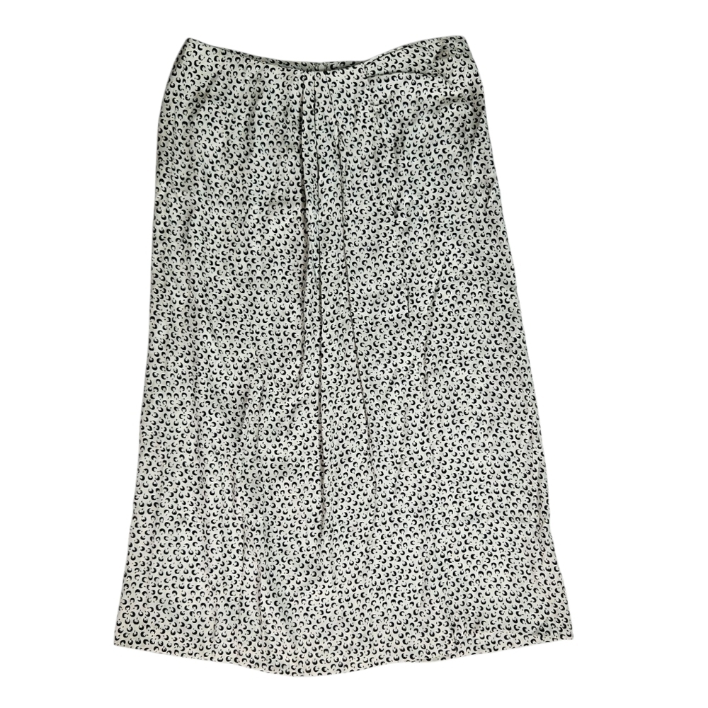 Vince Star Dot Drape Skirt Silk Blend Front Pleat Midi Ivory & Black size 8 - Picture 5 of 9